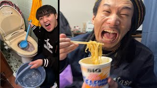 友達にトイレの水で作ったカップラーメン食べさせてみた【ドッキリ】