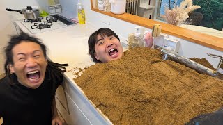 MYの家の洗面台に砂風呂を作ってみた【ドッキリ】