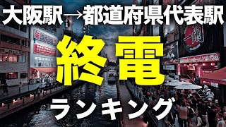 大阪駅→各都道府県代表駅「終電」ランキング