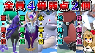 全員脆すぎる"4倍弱点2個持ち統一"でも、禁伝2体のパワーでゴリ押せば何とか勝てる説【ポケモンSV】【ゆっくり実況】