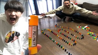 友達の家で瞬間接着剤を塗ったドミノで遊んでみた【ドッキリ】